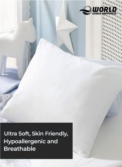 Eworld Waterproof White Cotton Pillow Covers with Smooth Zippers-3