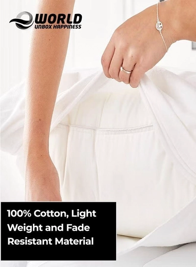 Eworld Waterproof White Cotton Pillow Covers with Smooth Zippers-5