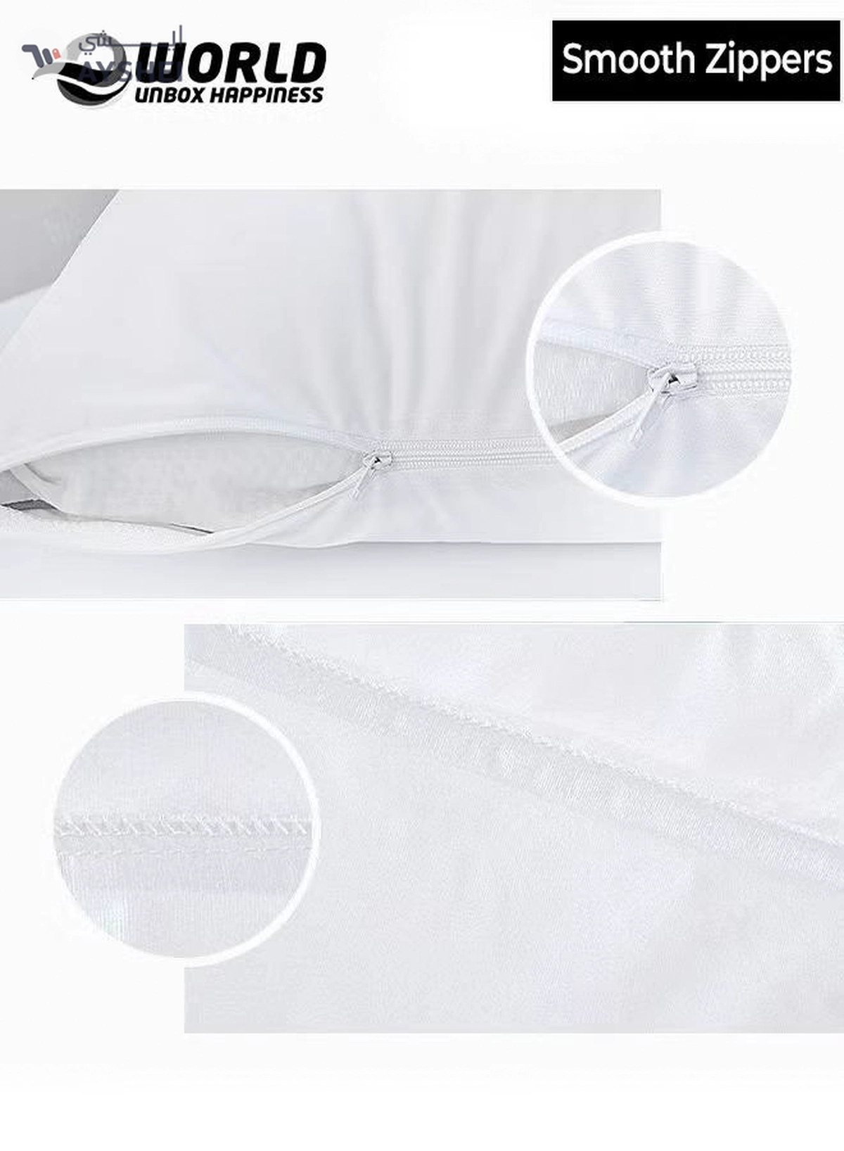 Eworld Waterproof White Cotton Pillow Covers with Smooth Zippers-2-2