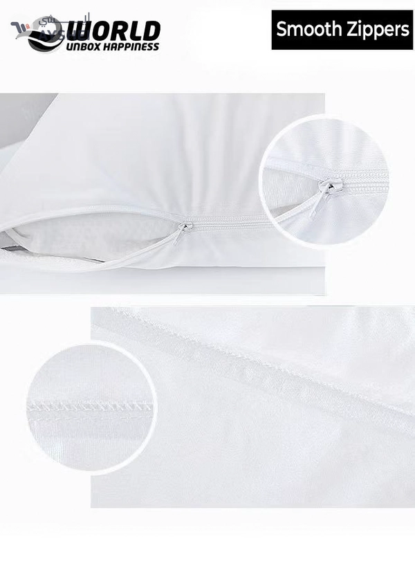 Eworld Waterproof White Cotton Pillow Covers with Smooth Zippers