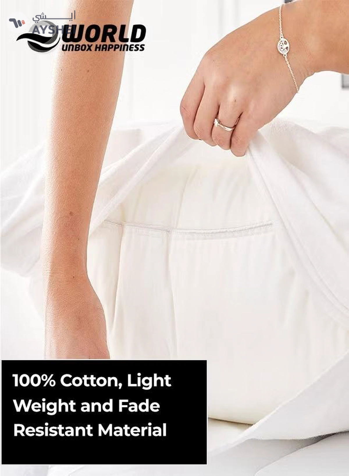 Eworld Waterproof White Cotton Pillow Covers with Smooth Zippers-5-5