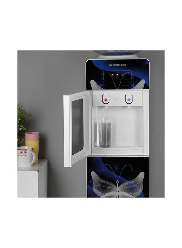 Olsenmark Two Door Water Dispenser with Glass Panel Hot And Cold Function OMWD1837 Blur and White