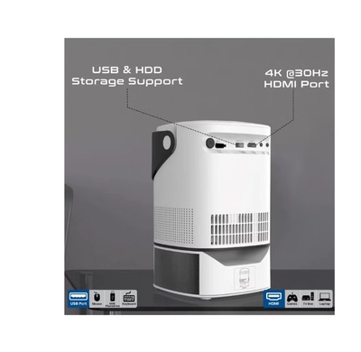 PROMATE 4K Ultra HD Wireless LCD Projector with Built-In Speaker & Monopod Stand-2