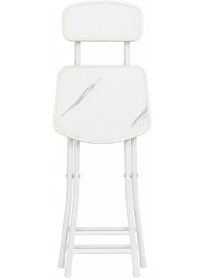 DubaiGallery Marble Design Table and Chair [2 Chair] - Foldable Chair & Table Set with Metal Frame Dining Set for Garden Furniture | Patio Set for Balcony, Office, Camping & outdoor (70x60cm) - White-4