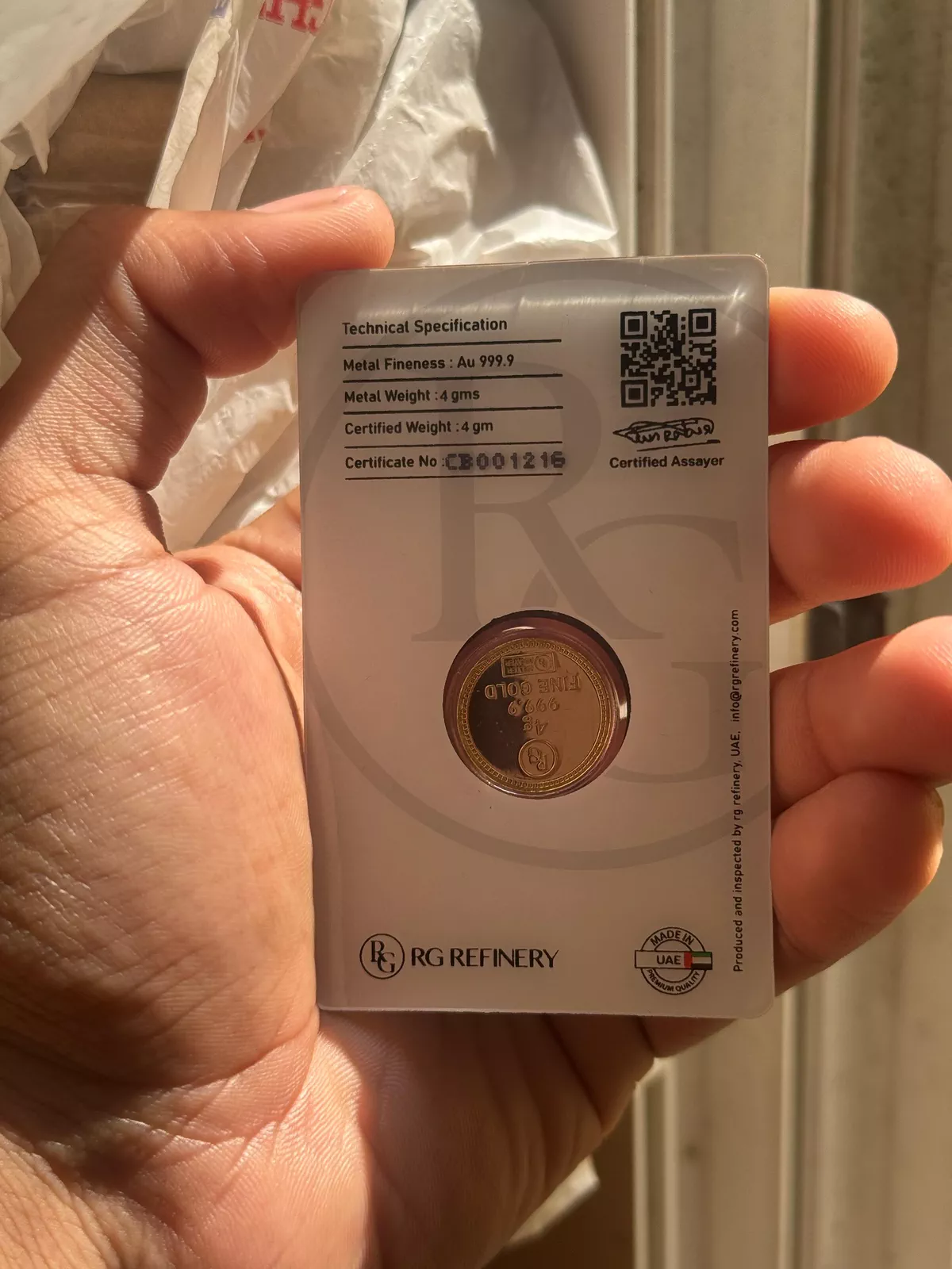 rg refinery 4g gold coin 24 kt