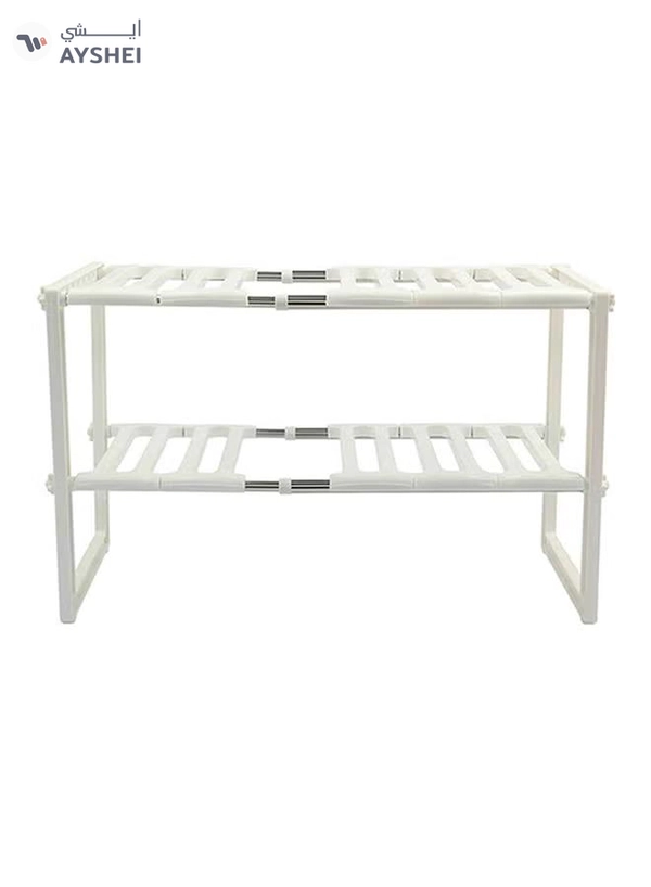 SKY-TOUCH 2-Tier Expandable Kitchen Storage Rack White 50cm