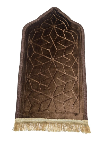 Yuwell Kids Prayer Mat Embossed Prayer Mat Anti-Slip Velvet Top Islamic Prayer Mat Sajadah Mat Prayer Rug Salah Mat For Kids Eid Gifts And Ramadan Gifts 60X35CM Dark Brown-0