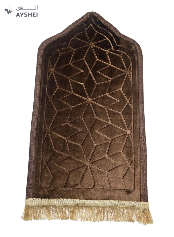 Yuwell Kids Prayer Mat Embossed Prayer Mat Anti-Slip Velvet Top Islamic Prayer Mat Sajadah Mat Prayer Rug Salah Mat For Kids Eid Gifts And Ramadan Gifts 60X35CM Dark Brown
