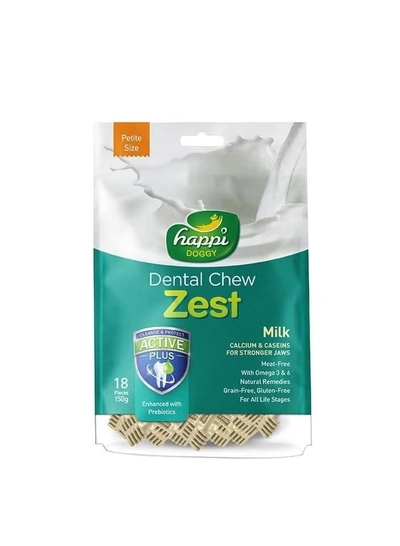 Happi Doggy Dental Chew Zest-Milk-2.5" (18 pieces)-150g-0