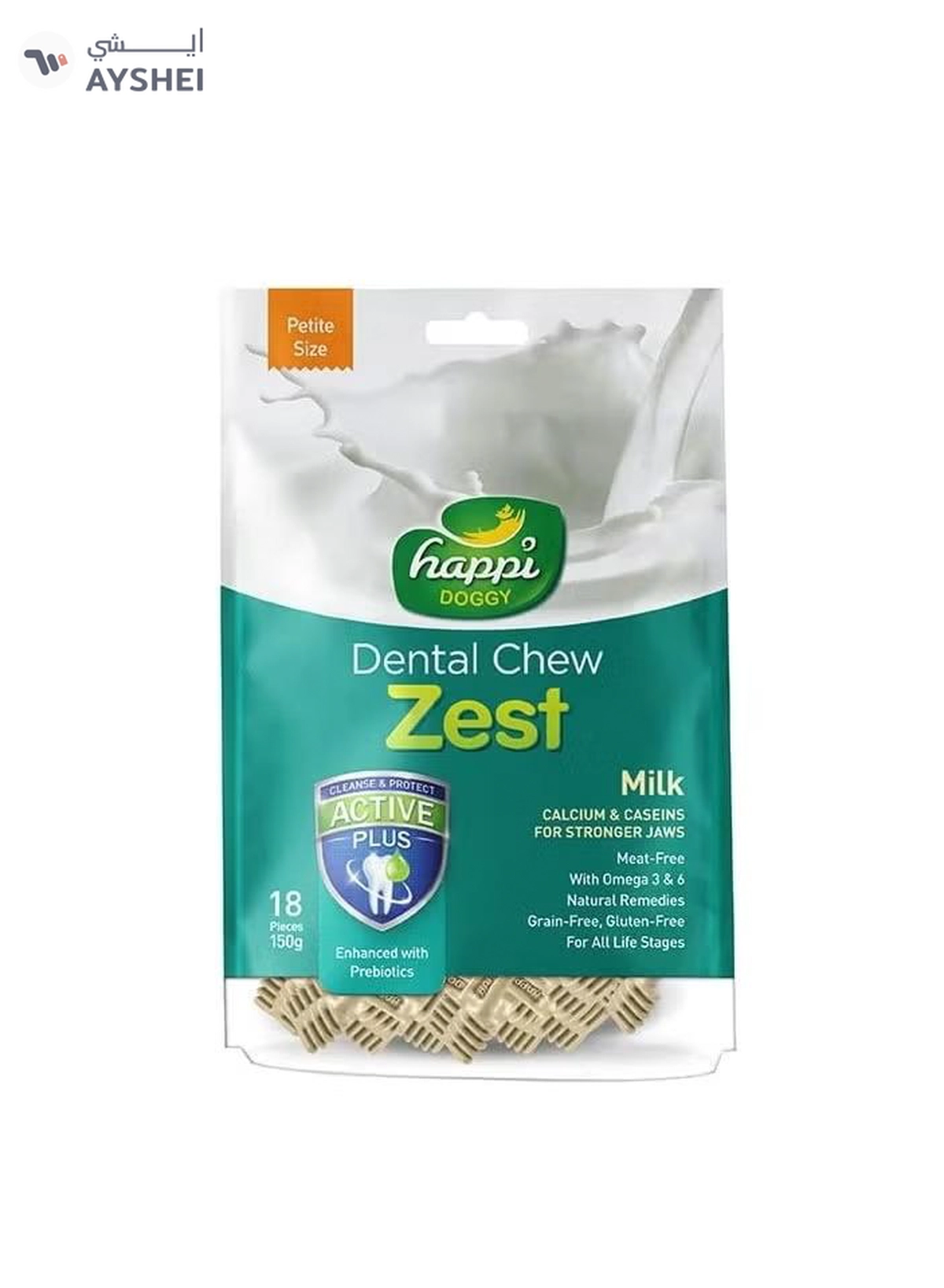 Happi Doggy Dental Chew Zest-Milk-2.5" (18 pieces)-150g