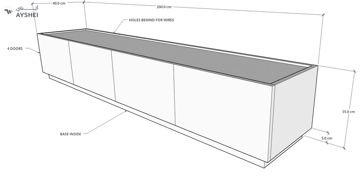 Egde TV Unit, 200 cms, Veneer-3-3