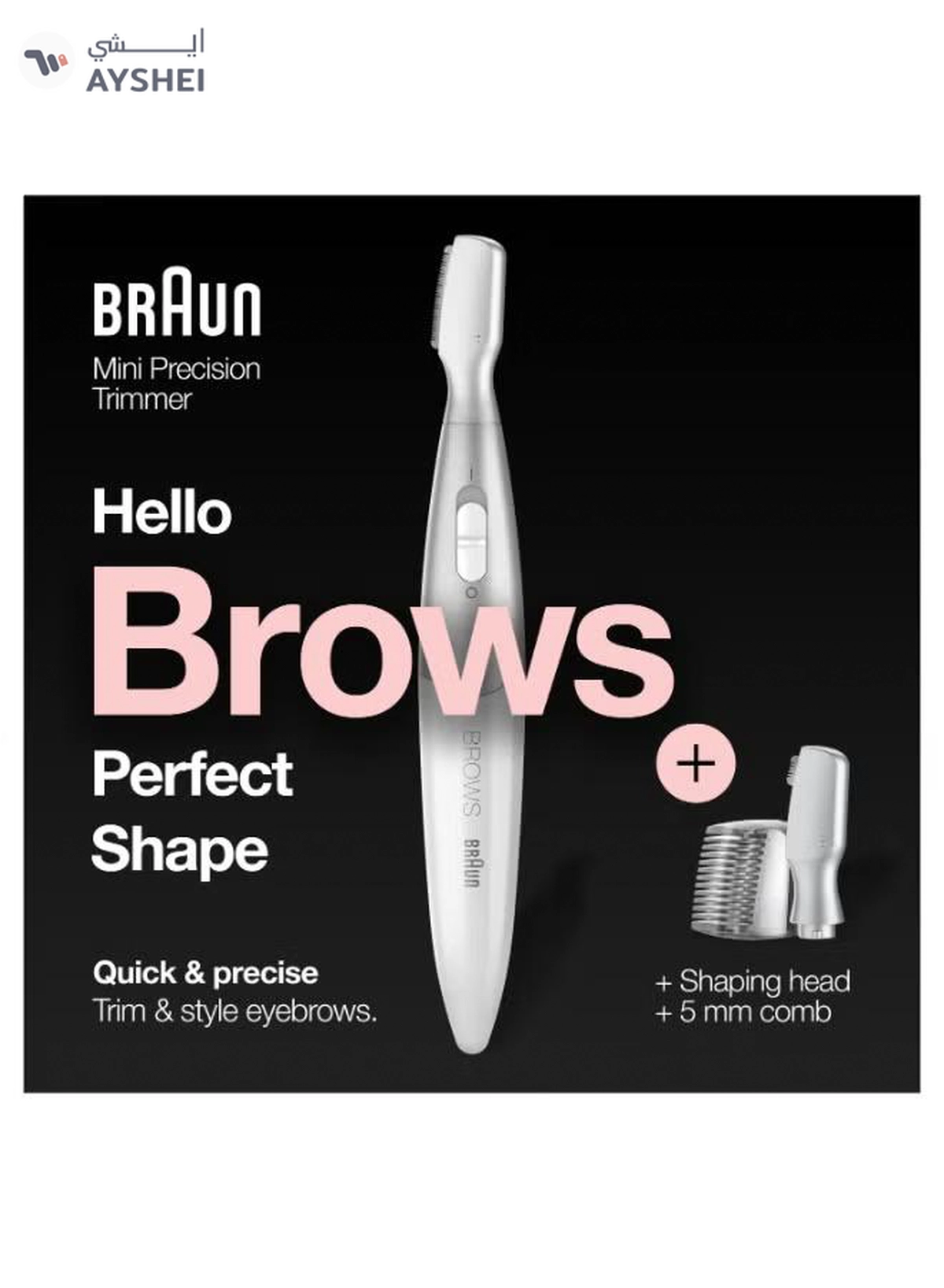 BRAUN Silk finish FG1106 Precision Hair Remover + 4 attachments. White / Silver-2-2