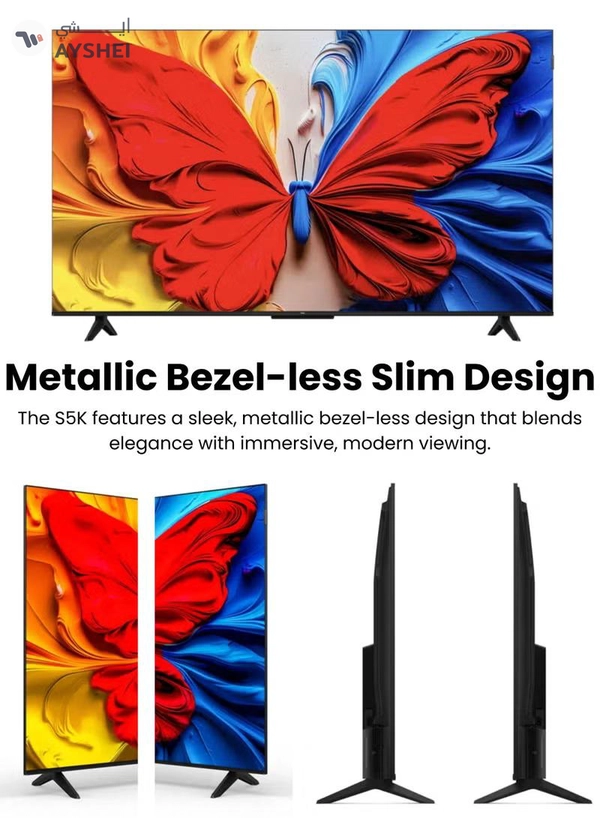 TCL 50 Inch S5K QLED Full HD Smart Google TV with Google Voice, HDR10, Dolby Audio, Google Cast, and Metallic Bezel-less Slim Design - 2025 Model 50S5K Black