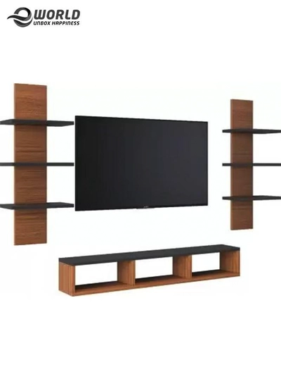 Eworld Floating Space Saving Wall Mounted TV Shelf for Home Office Workstation-0