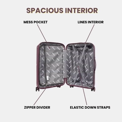 British Tourister 3 Piece Polypropylene Hard Side Spinner Luggage Trolley Set 20/24/28 Inch - Purple-3