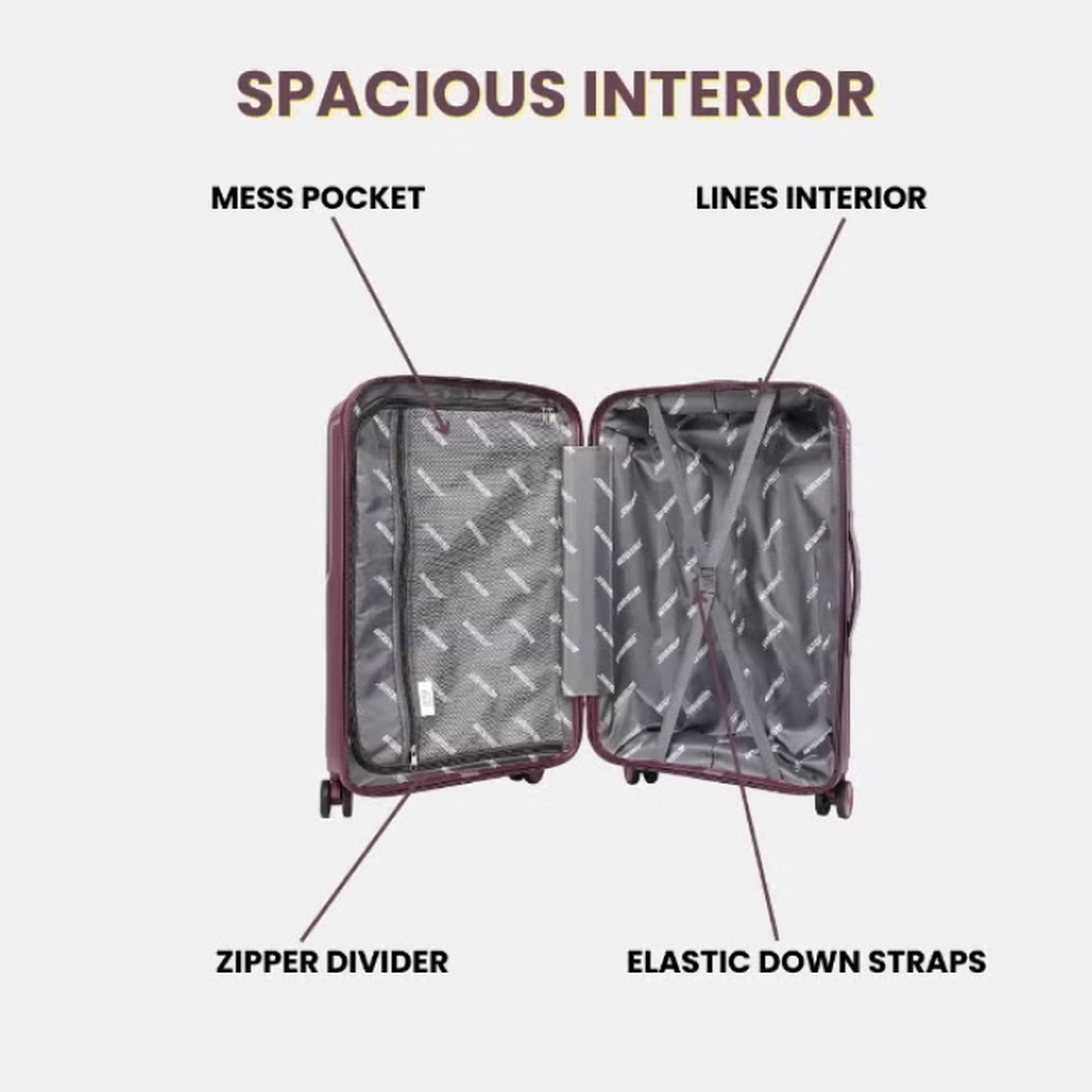 British Tourister 3 Piece Polypropylene Hard Side Spinner Luggage Trolley Set 20/24/28 Inch - Purple-3-3