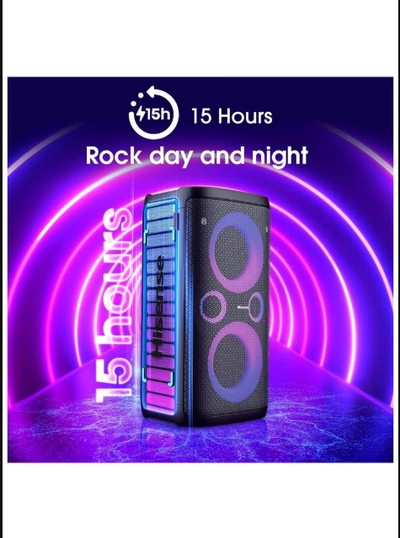 Ultimate Wireless Outdoor/Indoor Party Speaker With Subwoofer, 2.0CH, 300W, IPX4 Waterproof,15 Hour Long-Lasting Battery, Bluetooth5.0, DJ And Karaoke Mode HP 100 Black-3