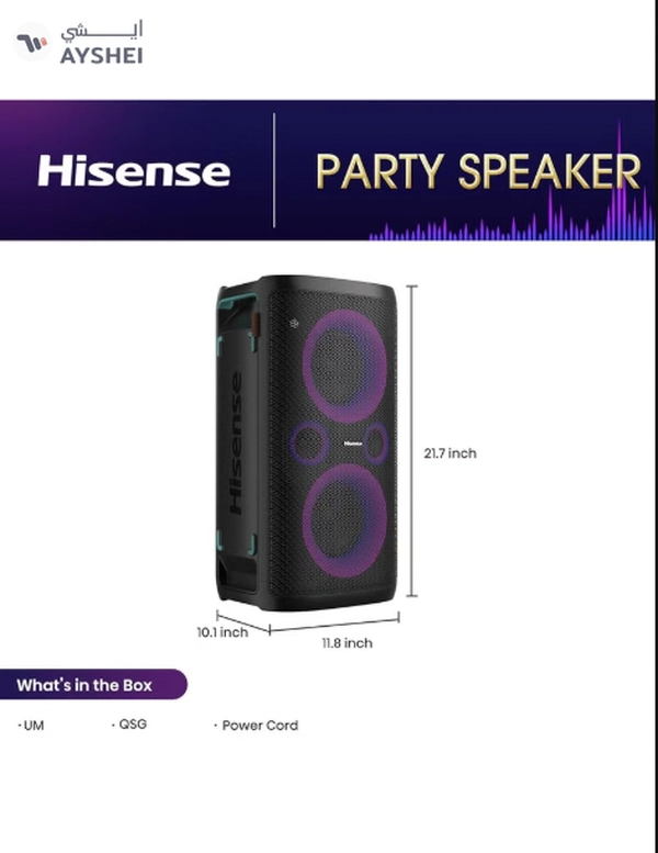 Ultimate Wireless Outdoor/Indoor Party Speaker With Subwoofer, 2.0CH, 300W, IPX4 Waterproof,15 Hour Long-Lasting Battery, Bluetooth5.0, DJ And Karaoke Mode HP 100 Black