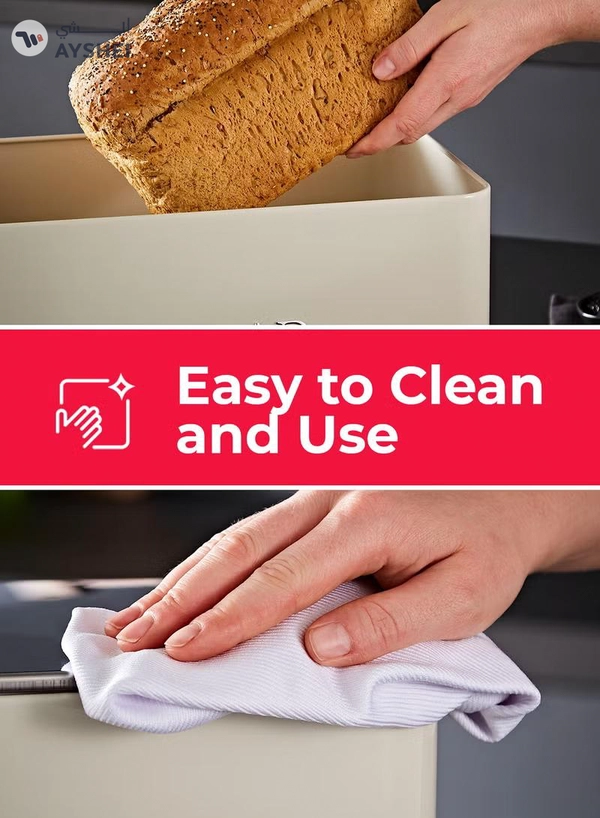 GEEPAS 13 L Bread Bin Retro-Style | Carbon Steel Bread Box with Air-Circulation Freshness System | Easy-Clean Smooth Finish, Portable Countertop Storage for Bread | Pastries & Snacks GCS63081UK-CR Cream