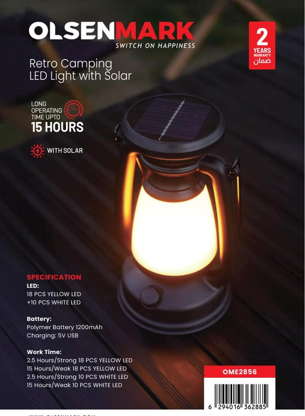 Olsenmark Retro Camping Led Light Wit Solar