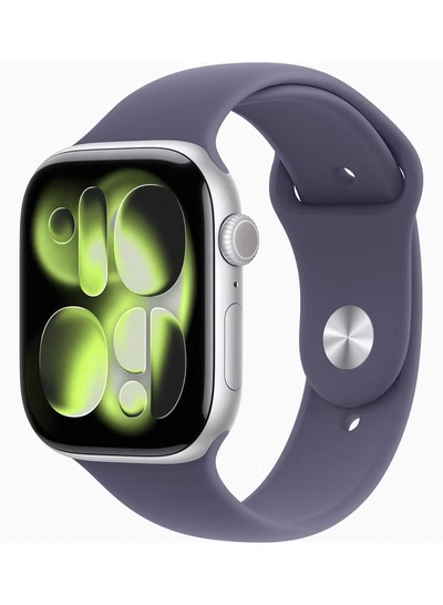 Apple Watch Series 11 GPS + Cellular 46mm (TDRA Version) Silver Aluminium Case With Purple Fog Sport Band - M/L-0