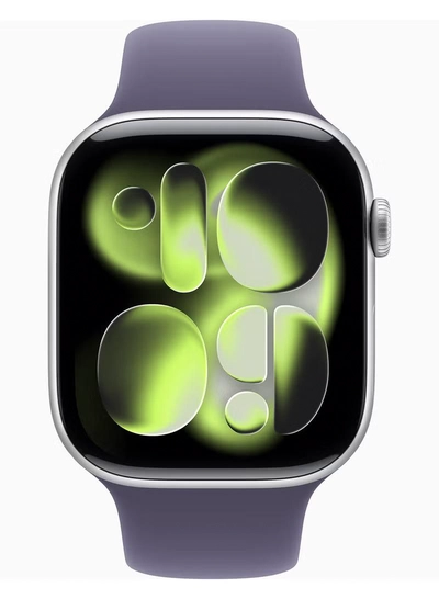 Apple Watch Series 11 GPS + Cellular 46mm (TDRA Version) Silver Aluminium Case With Purple Fog Sport Band - M/L-2