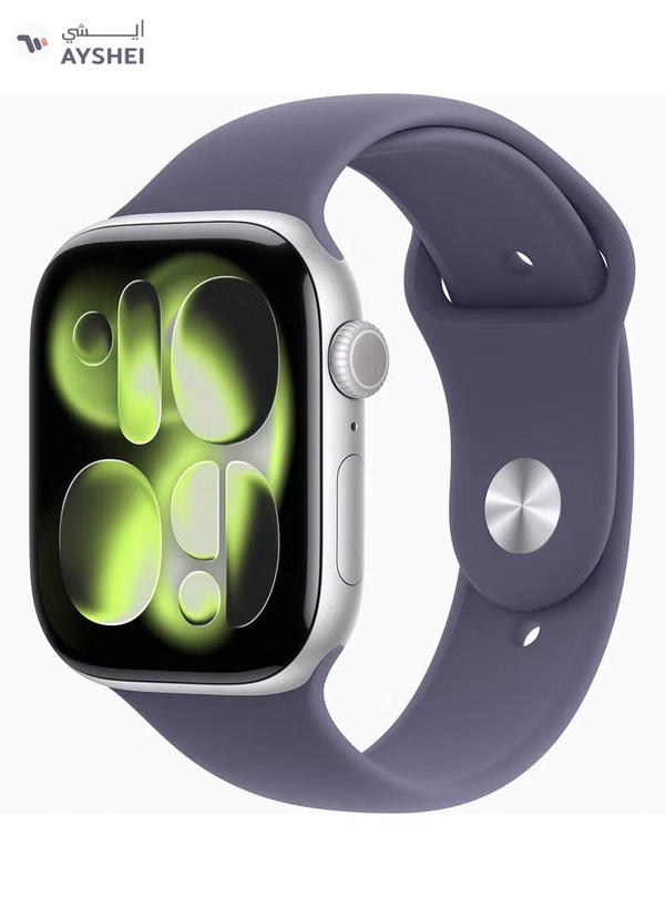 Apple Watch Series 11 GPS + Cellular 46mm (TDRA Version) Silver Aluminium Case With Purple Fog Sport Band - M/L