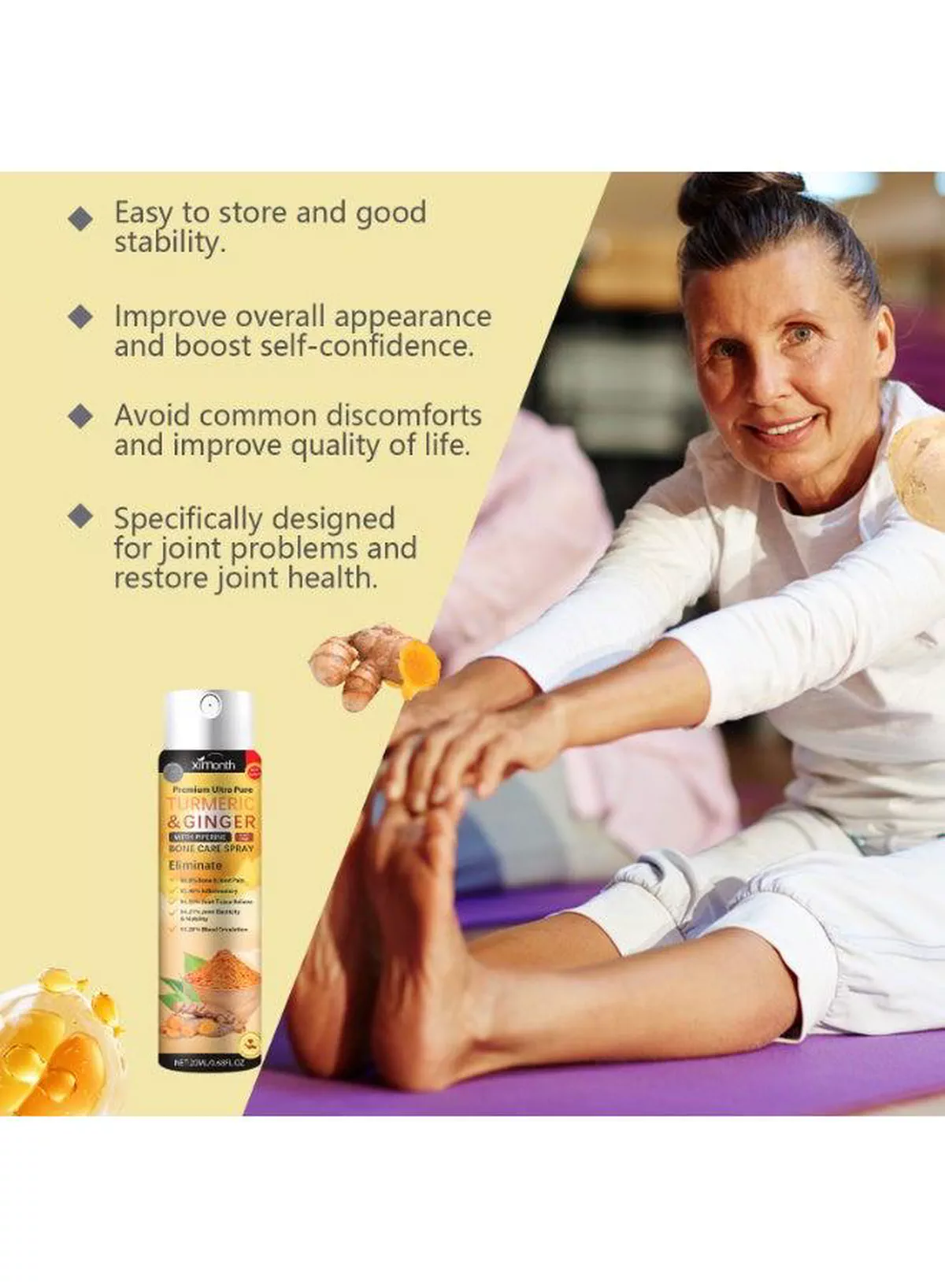 Ximonth Premium Ultra Pure Turmeric Ginger Bone Care Spray with Piperine, 20ml, Compact Topical Spray Bottle, Easy Application, Convenient Daily Care Solution for Home, Office and Travel-6-6