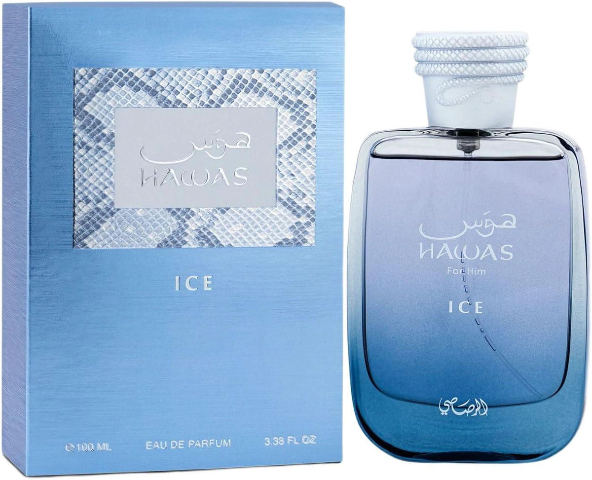 1 + 1 Free - Rasasi Hawas Ice Eau de Parfum for Men, 100 ml Spray, Fresh Aromatic Woody Fragrance-0-0
