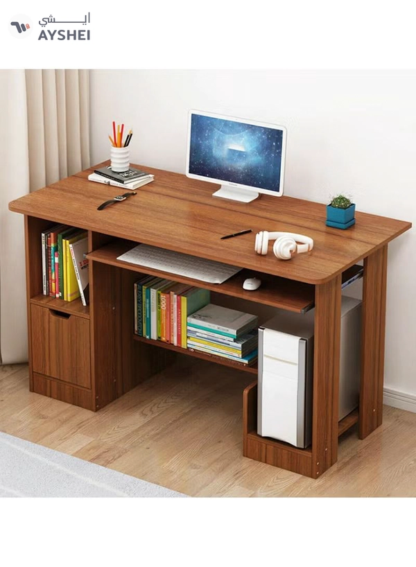 DubaiGallery Solid Wood Loptop Table With Keyboard Tray,multifunctional Durable Desktop Computer Table With Main Frame Drawer Practical Corner Table