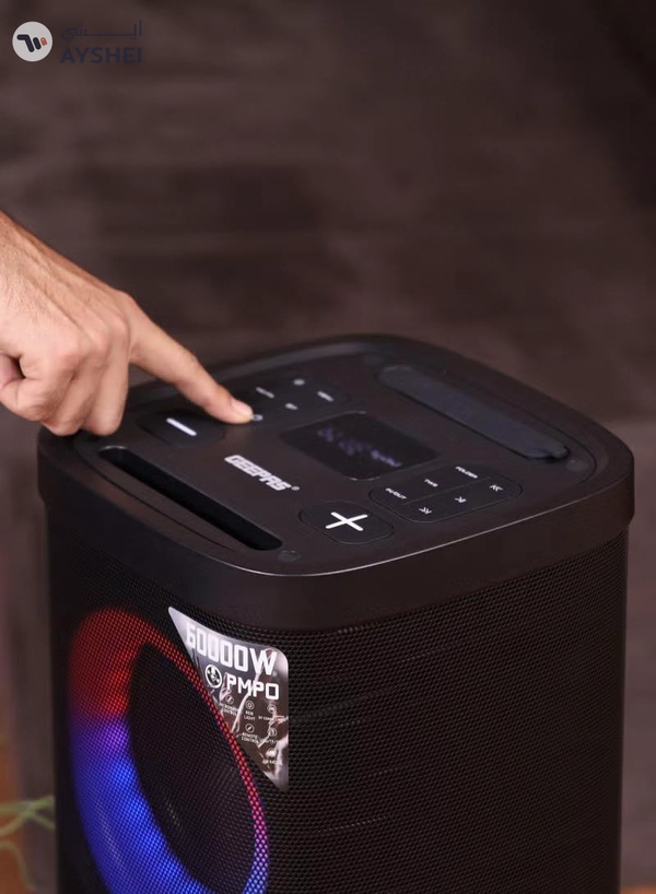 GEEPAS Rechargeable Professional Speaker| RGB Light, USB Input, TF, TWS, FM Radio, UHF Microphone, Bluetooth| 60000W PMPO Speaker with Remote Control | Perfect for Parties, Events, Home Entertainment| 2 Years Warranty GMS11192