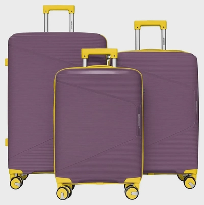 British Tourister 3 Piece Polypropylene Hard side Luggage Set with TSA Lock | Lightweight Spinner Suitcases with 360° Wheels | Durable Trolley Bags for Secure Travel (Small, Medium, Large) – Purple-0