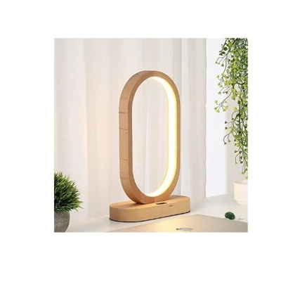 Daamudi Desk Wooden Table Mood Lamp, Three light modes, Ambient With Gesture & Touch Control-0