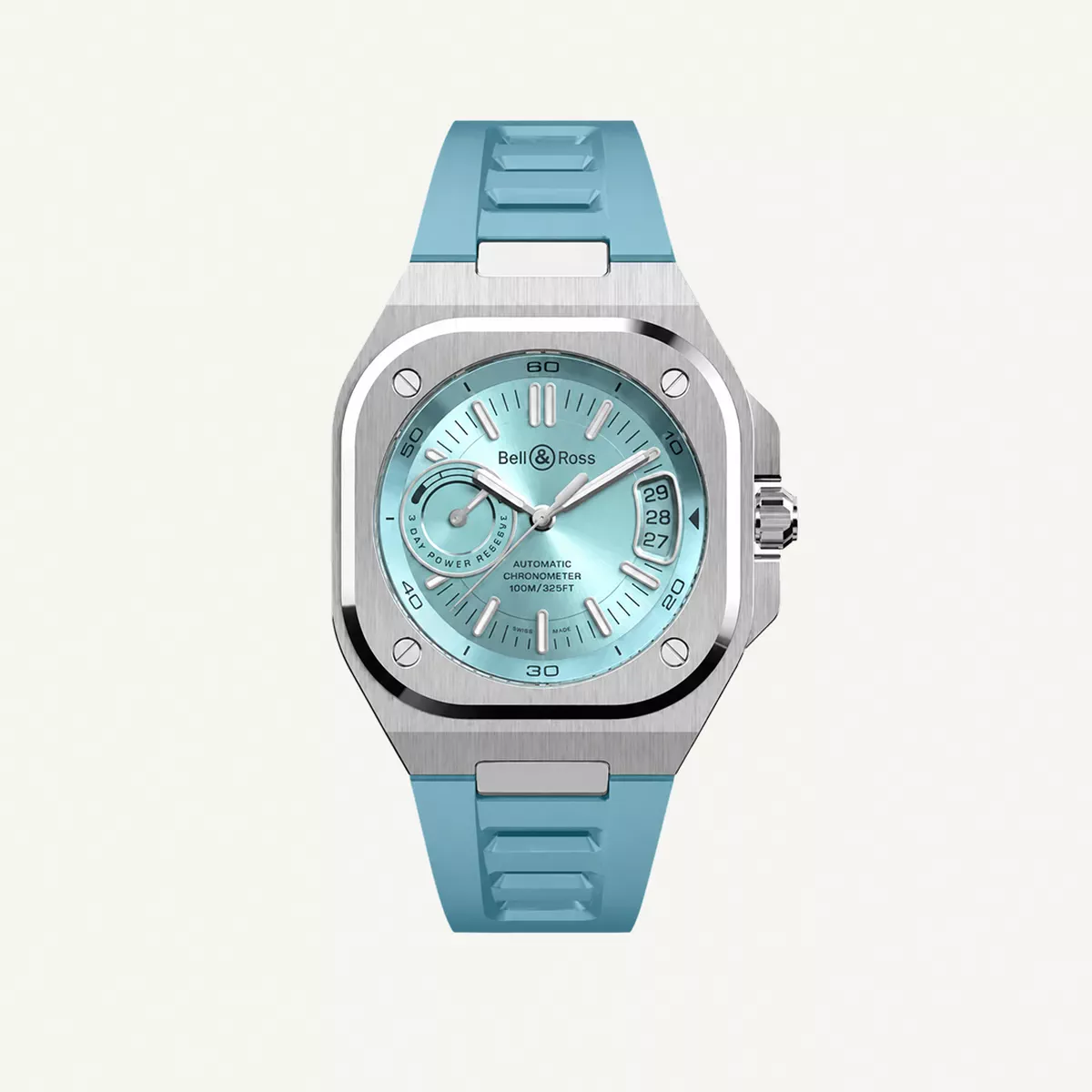 Bell & Ross BR-X5 Ice Blue Dial Stainless Steel with Rubber Strap 41mm | Used (Good) | Year of production 2022 (Approximation) | No original box | No original papers-0-0