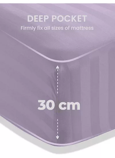 4-Piece Luxury Purple Striped Bedding Set Includes 1 Regular Bedsheet, 1 Fitted Bed Sheet, and 2 Pillow Cases for Ultimate Hotel-Inspired Sophistication in King, Queen and Single Sizes-1