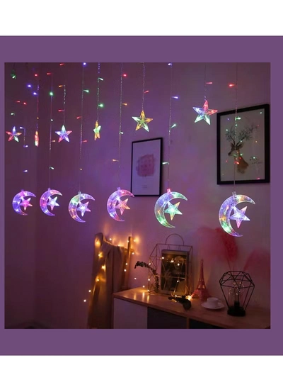 Yuwell 3.5M RGB Ramadan Light For Home Decoration Star And Moon Shaped Led Light For Indoor Outdoor Decoration Multimode Operated Decorative Light 8 Modes-2
