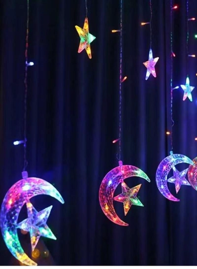 Yuwell 3.5M RGB Ramadan Light For Home Decoration Star And Moon Shaped Led Light For Indoor Outdoor Decoration Multimode Operated Decorative Light 8 Modes-1