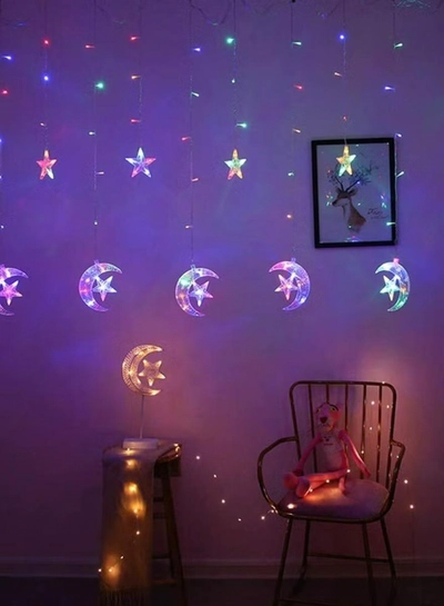 Yuwell 3.5M RGB Ramadan Light For Home Decoration Star And Moon Shaped Led Light For Indoor Outdoor Decoration Multimode Operated Decorative Light 8 Modes-0