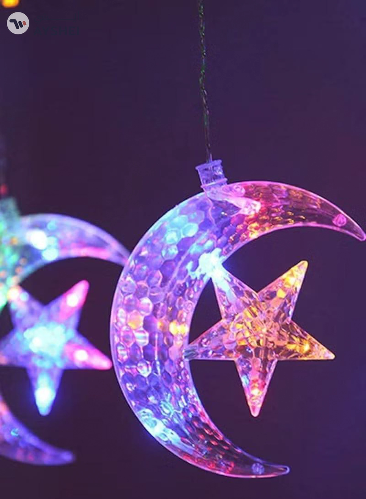 Yuwell 3.5M RGB Ramadan Light For Home Decoration Star And Moon Shaped Led Light For Indoor Outdoor Decoration Multimode Operated Decorative Light 8 Modes-3-3