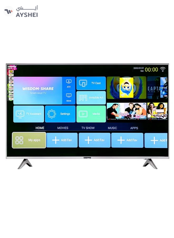 GEEPAS 65" Edgeless 4K UHD Smart LED TV, TV with Remote Control, HDMI & USB Ports, Head Phone Jack, PC Audio In | Wi-Fi, Android 9.0 with E-Share | YouTube, Netflix, Amazon Prime GLED6538SEUHD Black