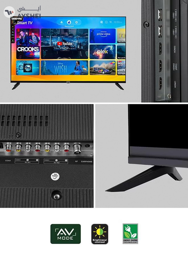 GEEPAS 65" Edgeless 4K UHD Smart LED TV, TV with Remote Control, HDMI & USB Ports, Head Phone Jack, PC Audio In | Wi-Fi, Android 9.0 with E-Share | YouTube, Netflix, Amazon Prime GLED6538SEUHD Black