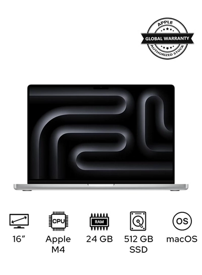 Apple MacBook Pro MX2T3 Liquid XDR Retina 16-Inch Display, M4 Pro Chip 14-Core CPU 20-Core GPU Processor/24GB RAM/512GB SSD/macOS(International Version) English Silver-0