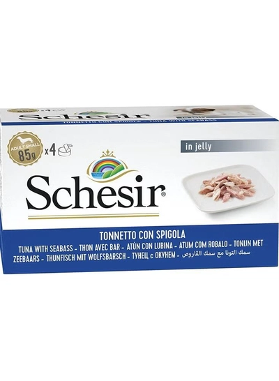Schesir Dog Multi Pack Tuna With Seabass,Wet Food In Jelly For Dogs 4X85G-0