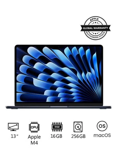 Apple New 2025 MacBook Air MW123 13-Inch Display, Apple M4 Chip 10-Core CPU 8-Core GPU Processor/16GB RAM/256GB SSD/macOS(International Version) English Midnight-0