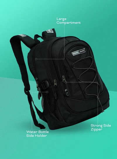 PARAJOHN Classic Students School Backpack Black-1
