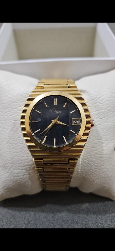 Rare Swiss Gold-Plated Watch - Engraved with Sheikh Rashid bin Saeed Al Maktoum's Name-0