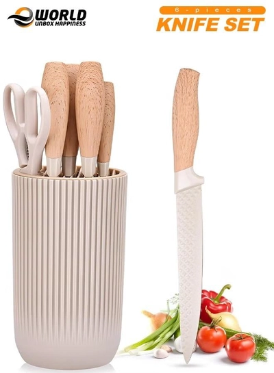 Eworld 6 Piece Professional Knife Set,  Khaki-0