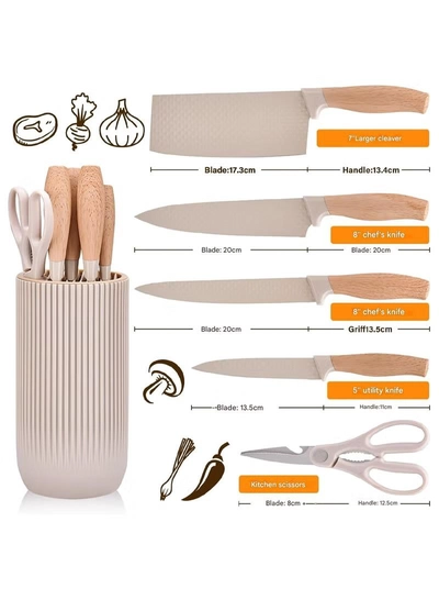 Eworld 6 Piece Professional Knife Set,  Khaki-2