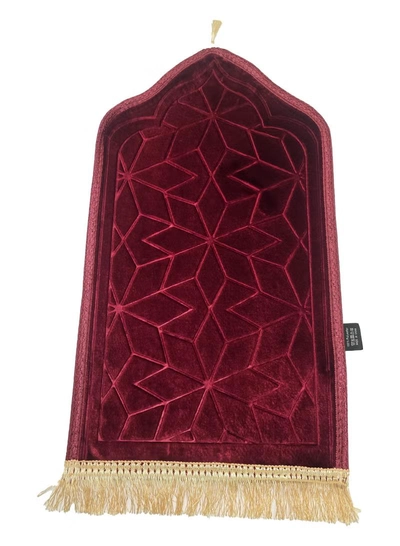 Yuwell Kids Prayer Mat Embossed Prayer Mat Anti-Slip Velvet Top Islamic Prayer Mat Sajadah Mat Prayer Rug Salah Mat For Kids Eid Gifts And Ramadan Gifts 60X35CM Maroon-0