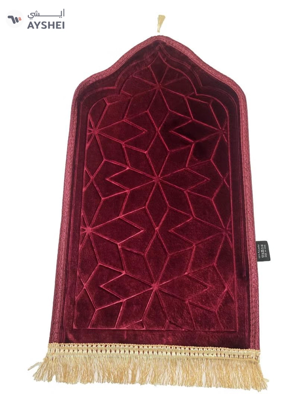 Yuwell Kids Prayer Mat Embossed Prayer Mat Anti-Slip Velvet Top Islamic Prayer Mat Sajadah Mat Prayer Rug Salah Mat For Kids Eid Gifts And Ramadan Gifts 60X35CM Maroon
